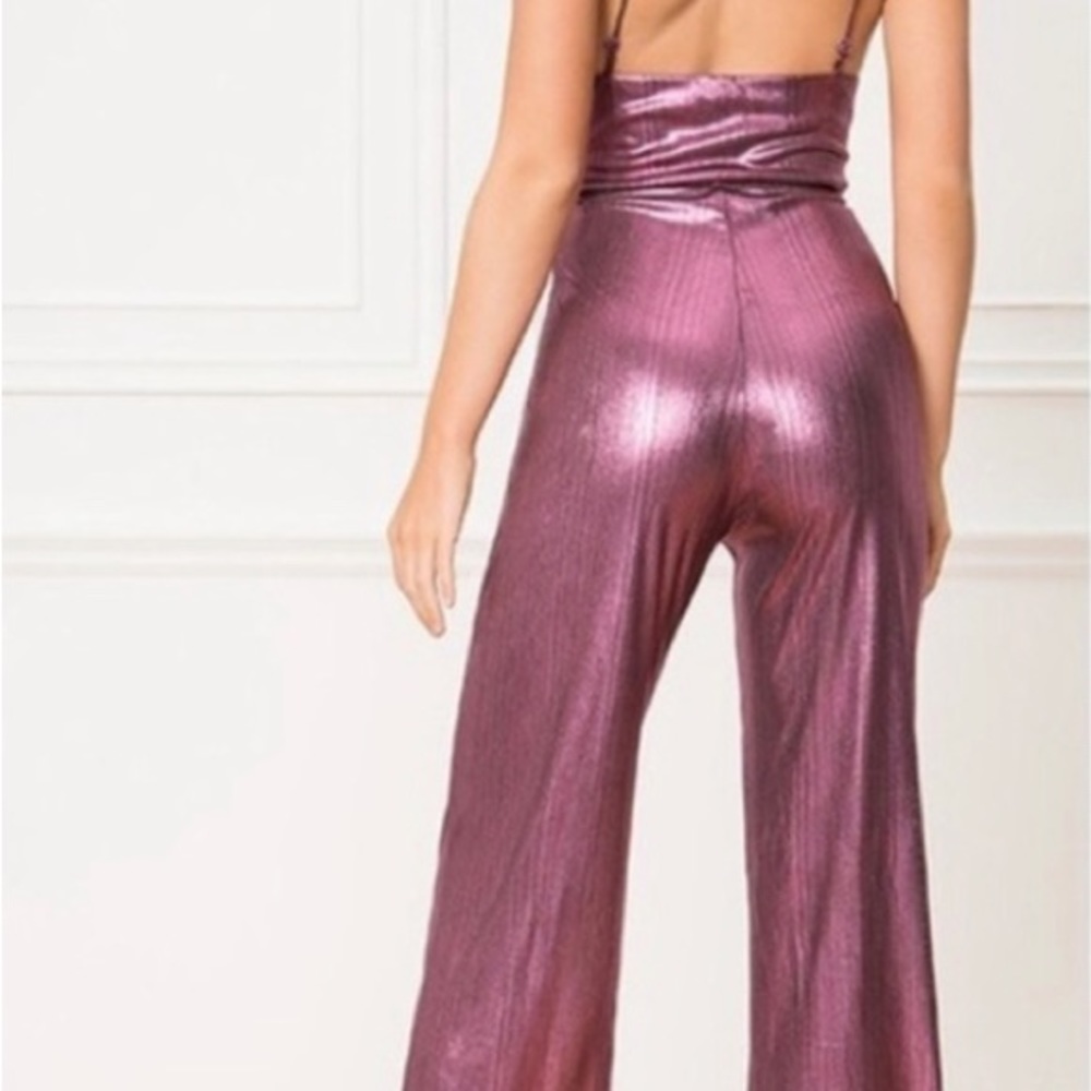SUPERDOWN Metallic Twist Front Jumpsuit from Revolve. - Picture 7 of 7